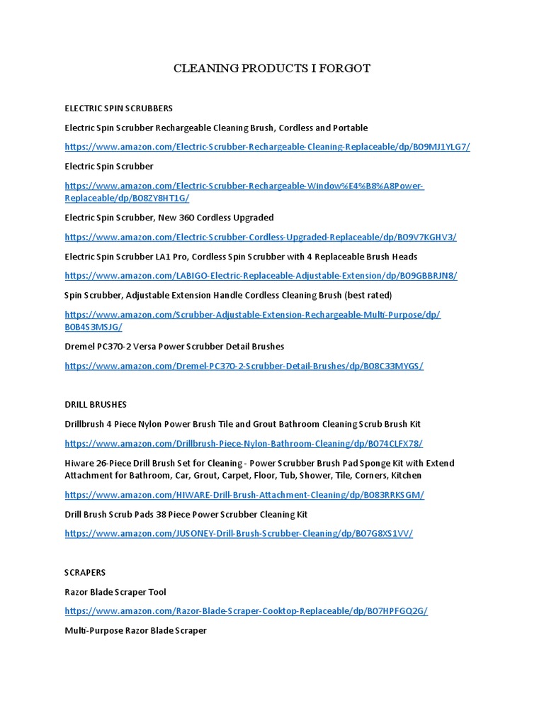 Cleaning Products PDF Drill Domestic Implements