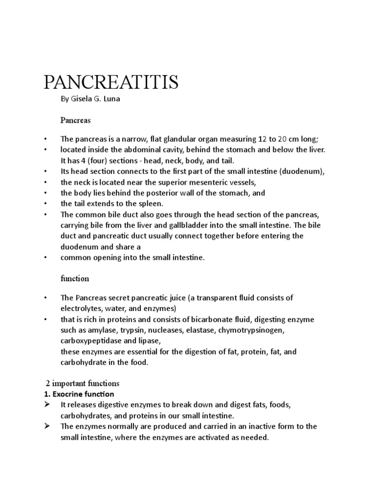 PANCREATITIS | PDF | Pancreas | Small Intestine