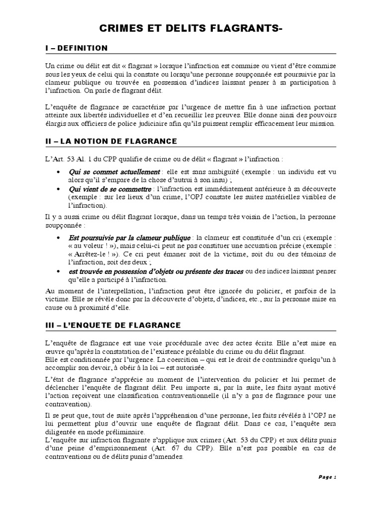 Définition et Enquête de Flagrant Délit | PDF | Crimes | Crime et violence