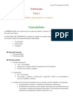 Embriología - Generalidades, Gametogénesis y Ovulación