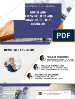 Duties and Responsibilities of DPWH FE