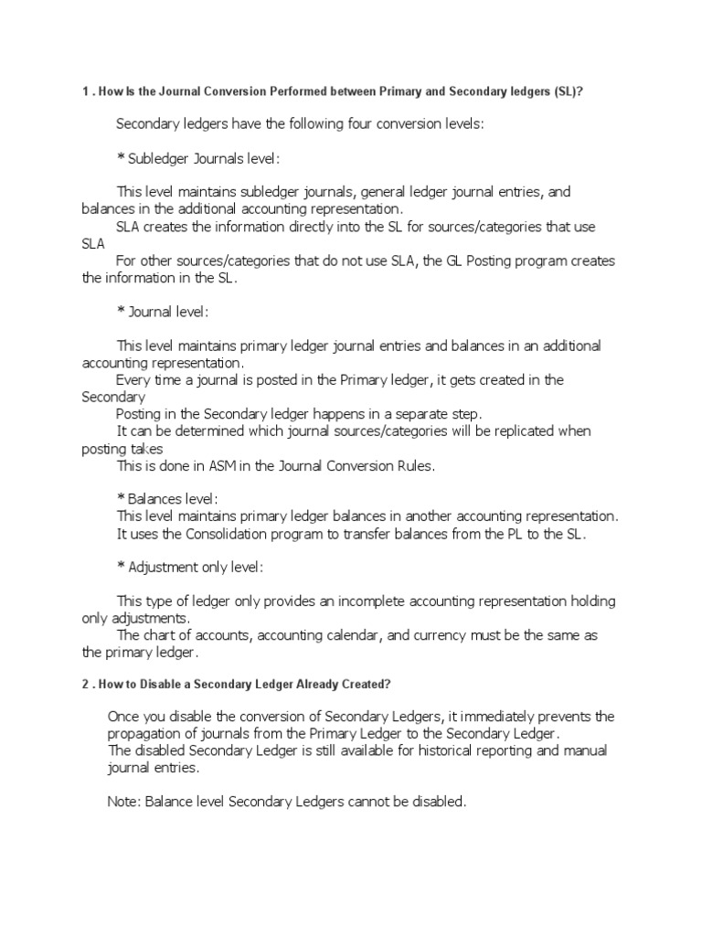 R12 Secondary Ledgers Frequently Asked Questions | PDF | Ledger 