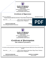 Certificate of Appearance and Participation