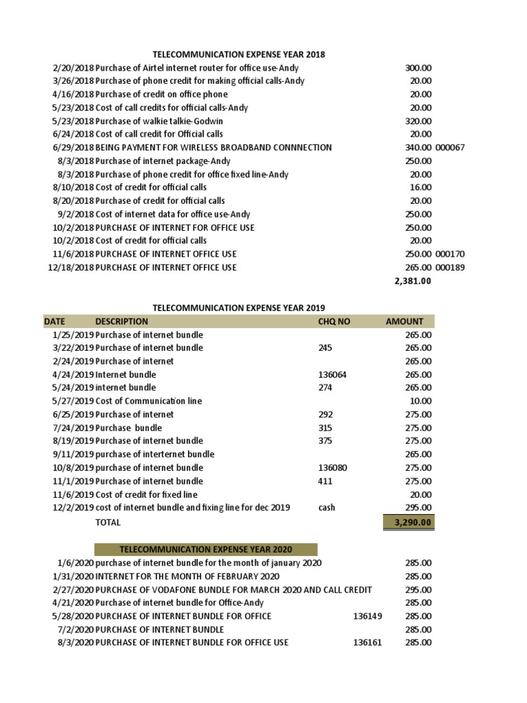 Expense Ledger 2018 2020 PDF Fee Printer (Computing)