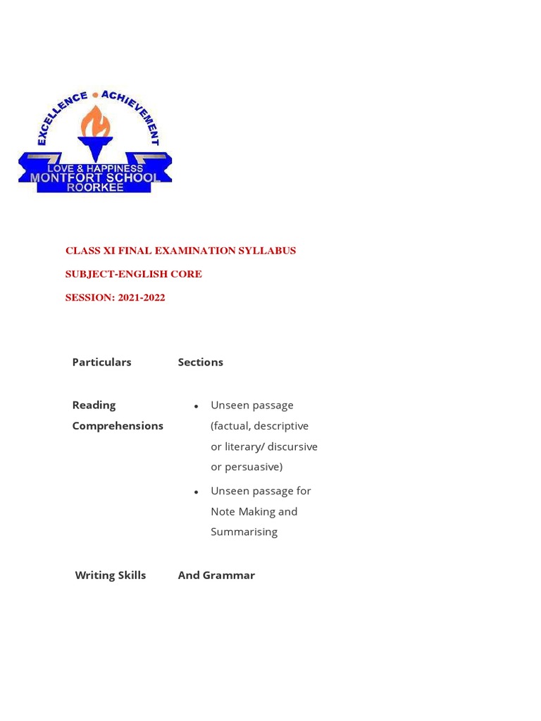 Class XI English Exam Guide | PDF | Language Arts & Discipline ...