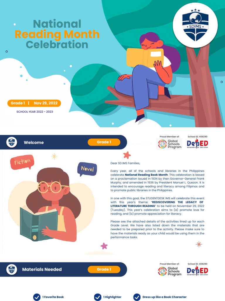Grade 1 National Reading Month Activities Pdf