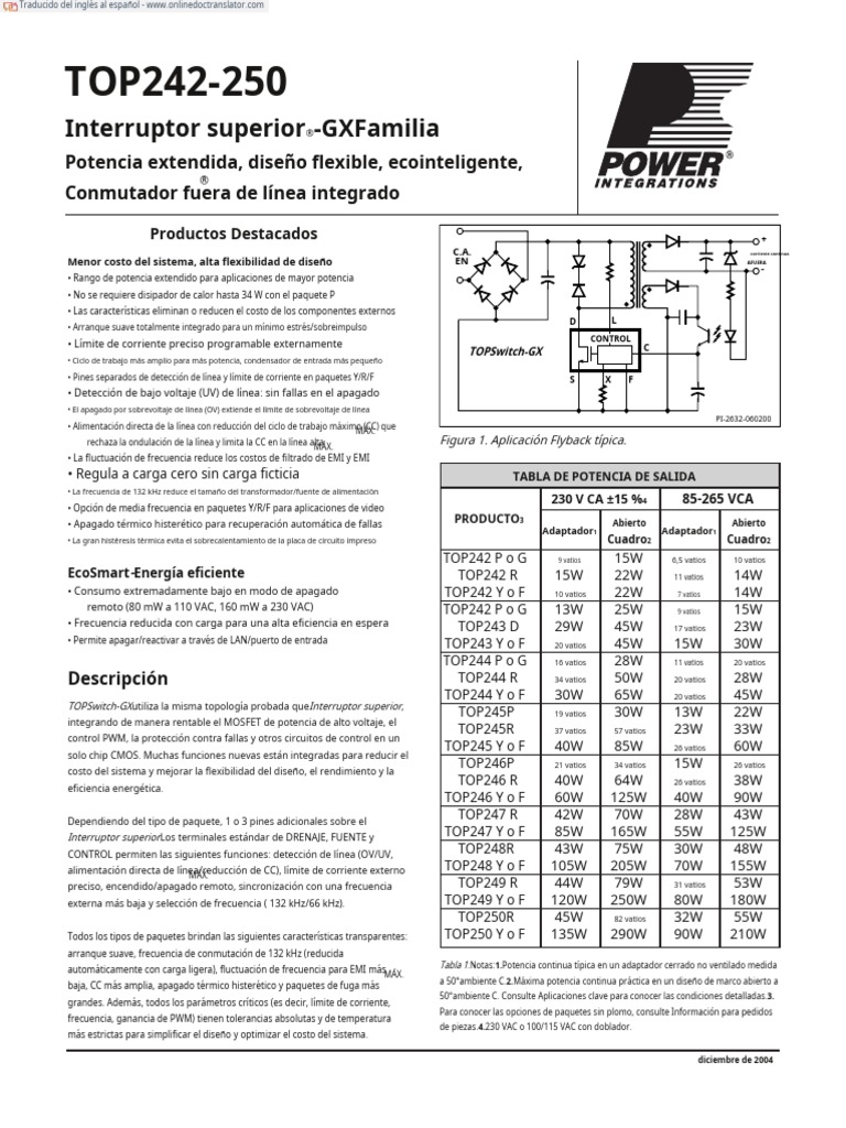 TOP243PN Datasheet - Espanol | PDF | Fuente de alimentación ...