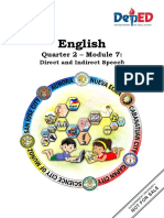 English 10 - Quarter 2 - Week 7 - Direct and Indirect Speech QAed
