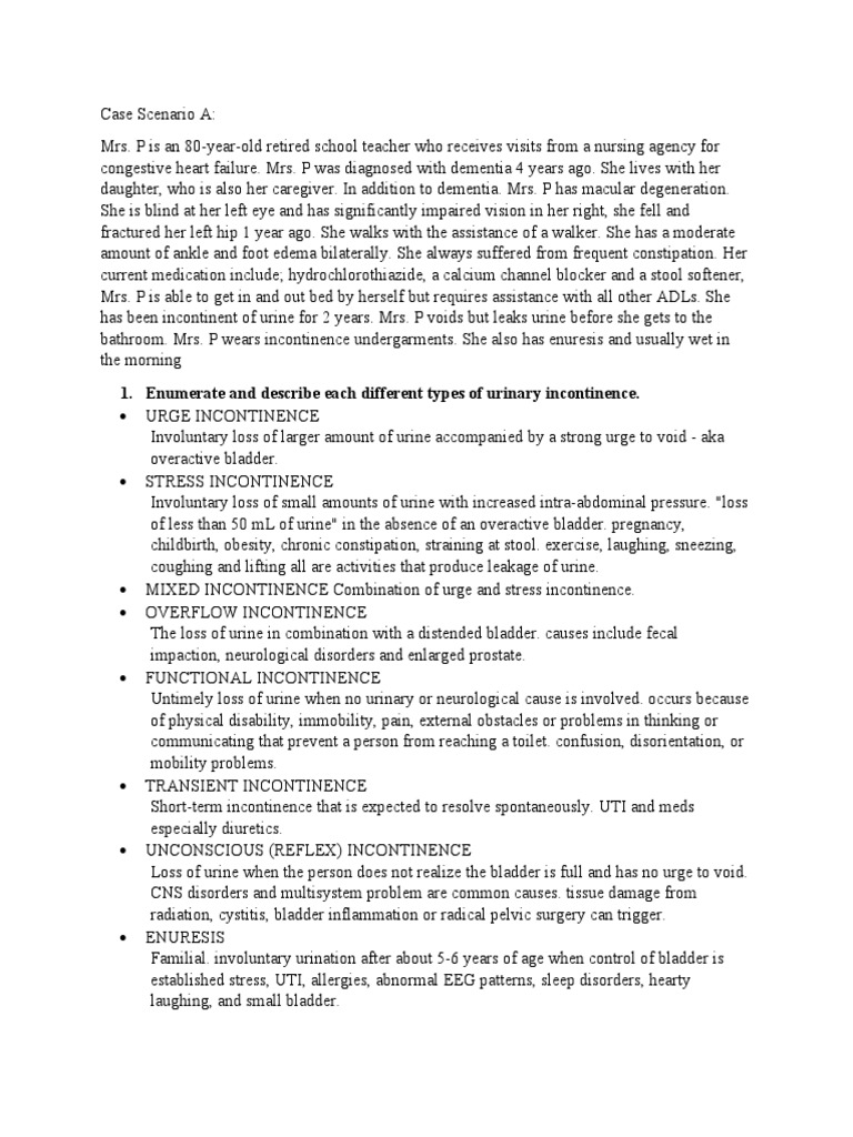 Cu Task 11 Urinary Problems | PDF | Urinary Incontinence | Urinary ...