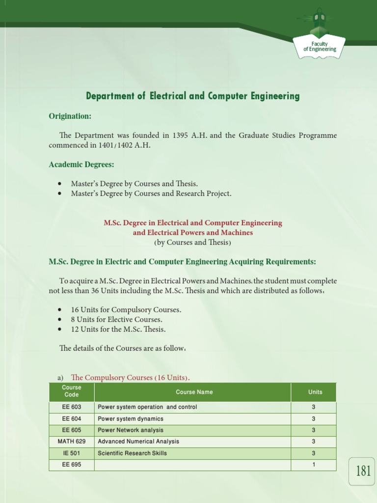 Department of Electrical and Computer Engineering PDF Electrical