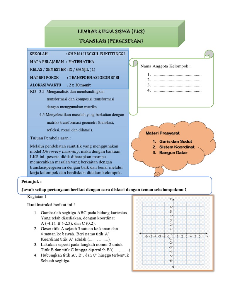 LKS Translasi Geometri Kelas 9 | PDF