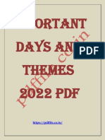 Important Days and Themes 2022