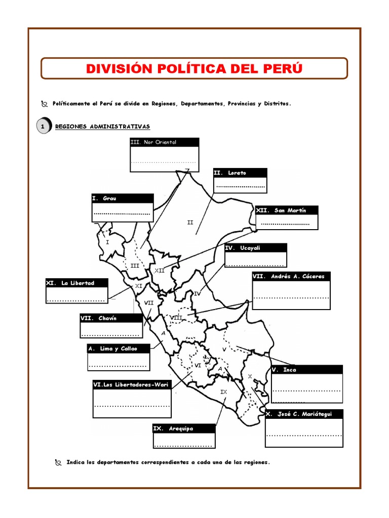 División Política del Perú: Regiones y Departamentos | PDF | Perú