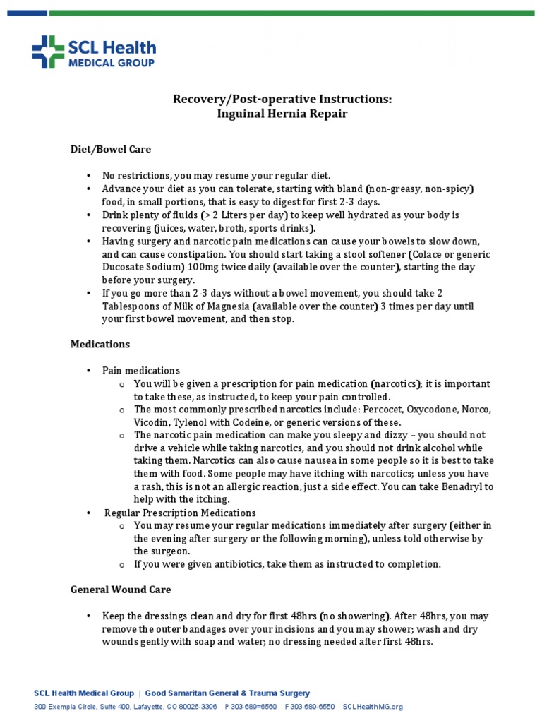 aftercare inguinal hernia repair icd 10