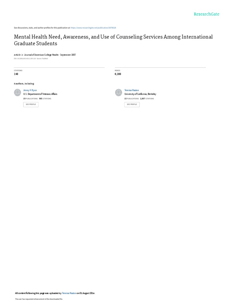 Mental Health in International Students | PDF | Internet | Computing