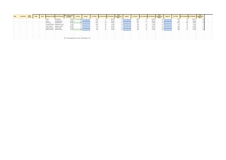 Influencer Marketing Spreadsheet - Instagram | PDF