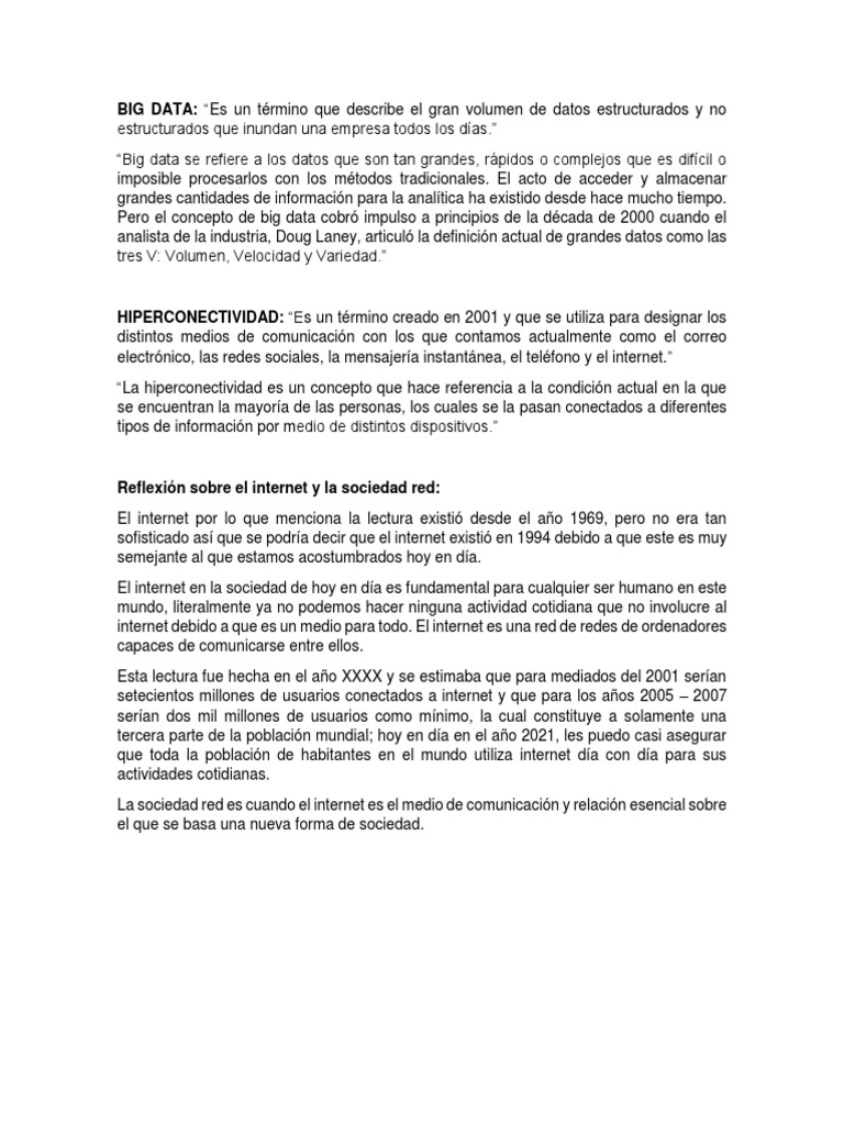 Hiperconectividad y Big Data en la sociedad | PDF