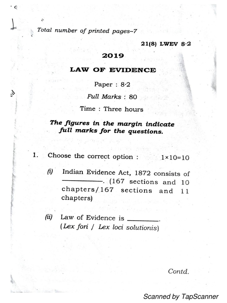 Law of Evidence Question Papers | PDF | Cooking, Food & Wine