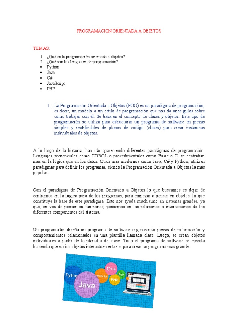 Introducción a la Programación Orientada a Objetos | PDF | Java ...