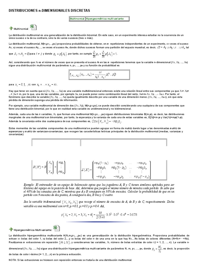 Distribuciones Multinomial y Hipergeométrica | PDF | Estudios de ...
