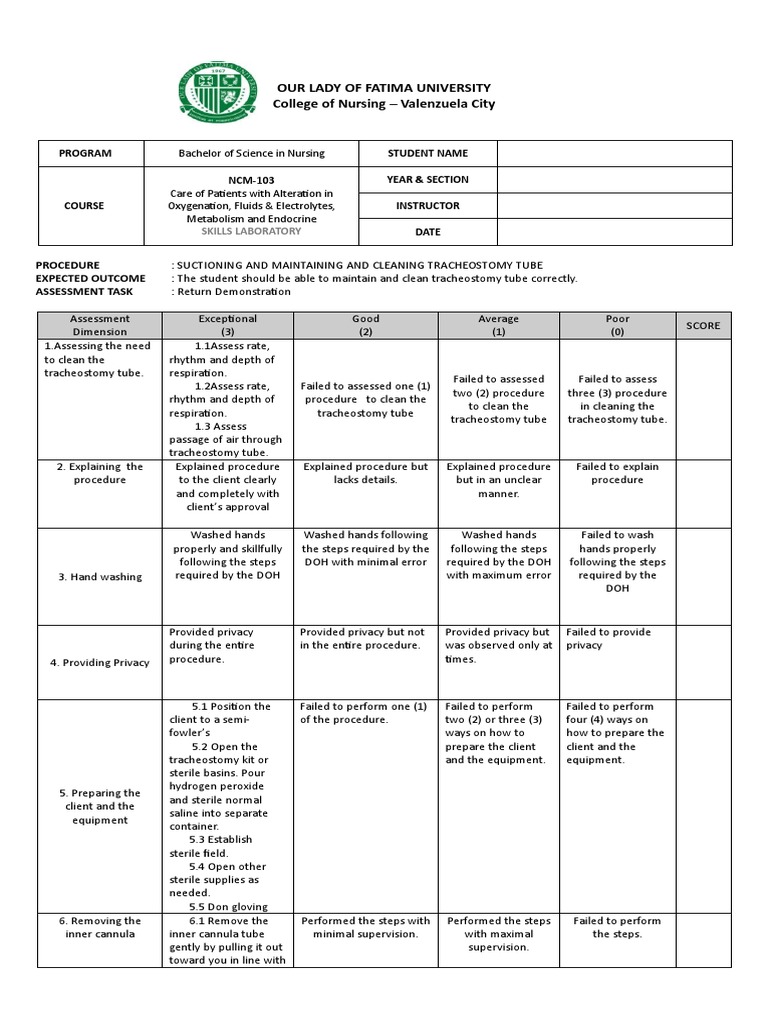 Week 1 Day 2 TracheostomyCareandSuctioning PDF Nursing Hydrogen Peroxide