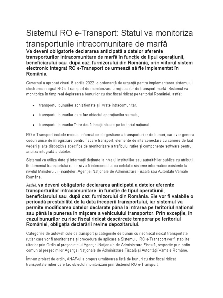 Sistemul RO e | PDF