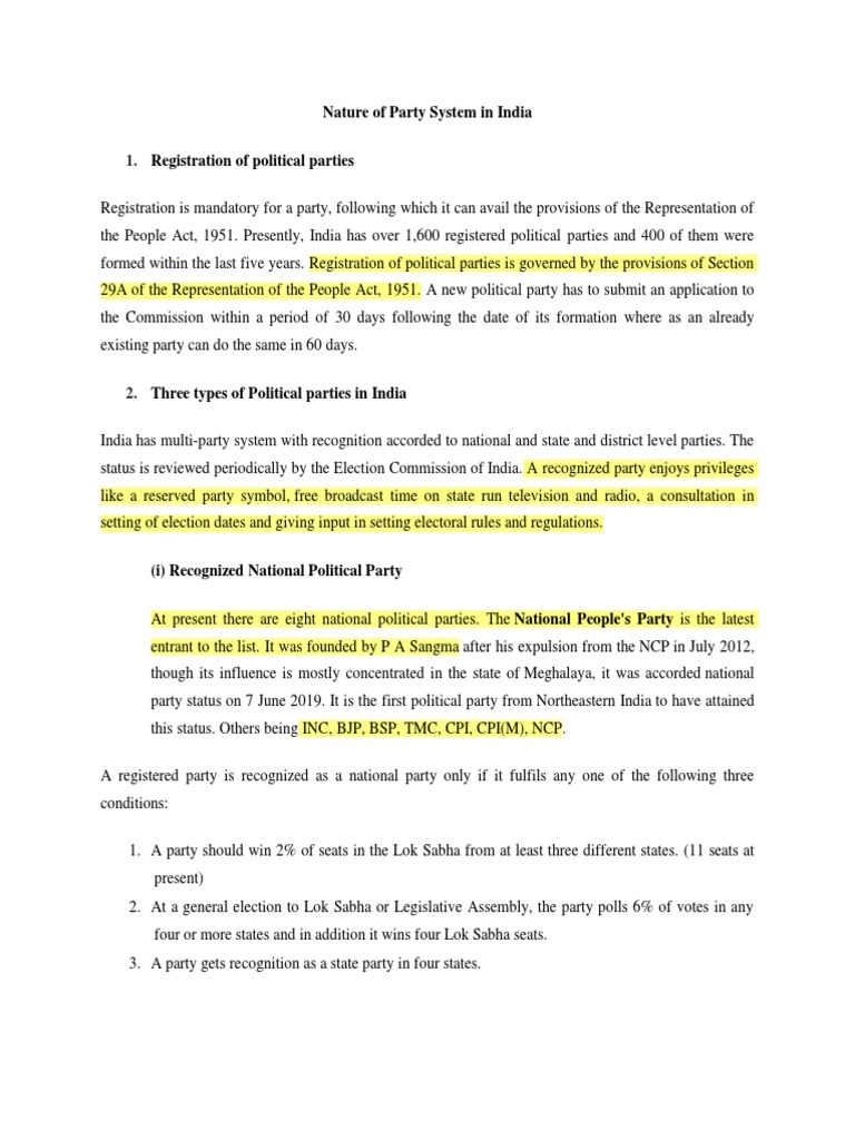 Nature of India's Party System Explained | PDF