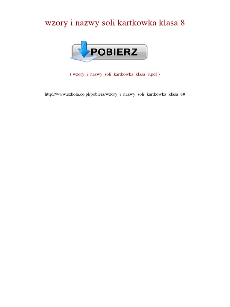 Test Z Soli Klasa 8 Nowa Era Wzory I Nazwy Soli Kartkówka Klasa 8 | PDF