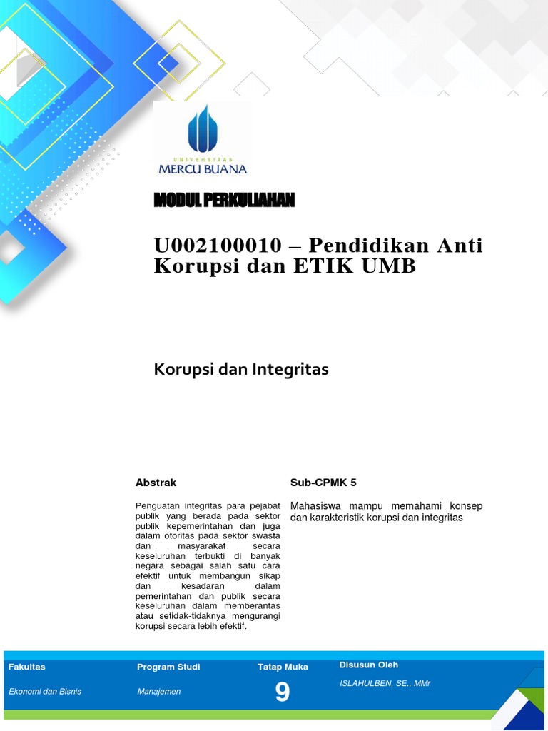 Korupsi Dan Intergritas | PDF