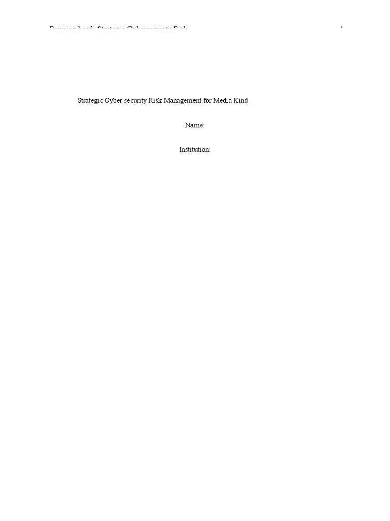 Strategic Cybersecurity Risk Management Plan | PDF | Computer Security ...