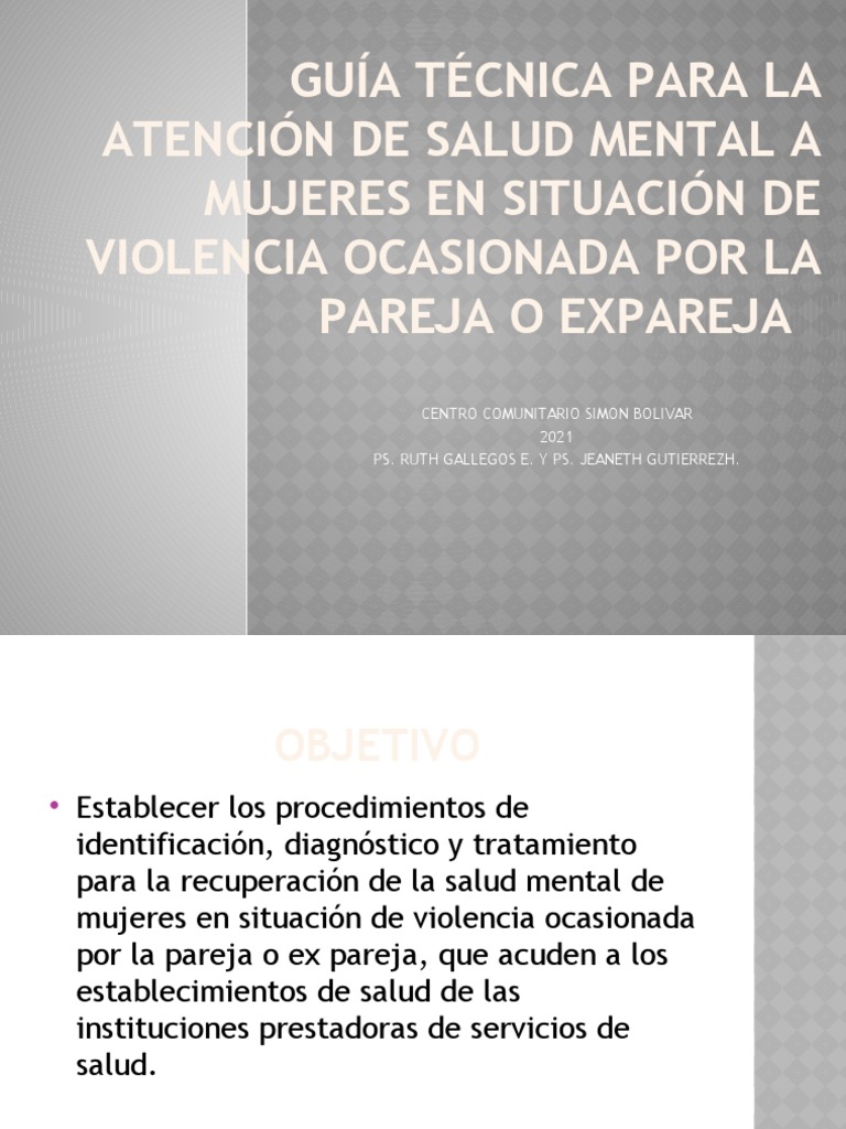 GUÍA TÉCNICA PARA LA ATENCIÓN DE SALUD MENTAL Violencia | PDF | La ...