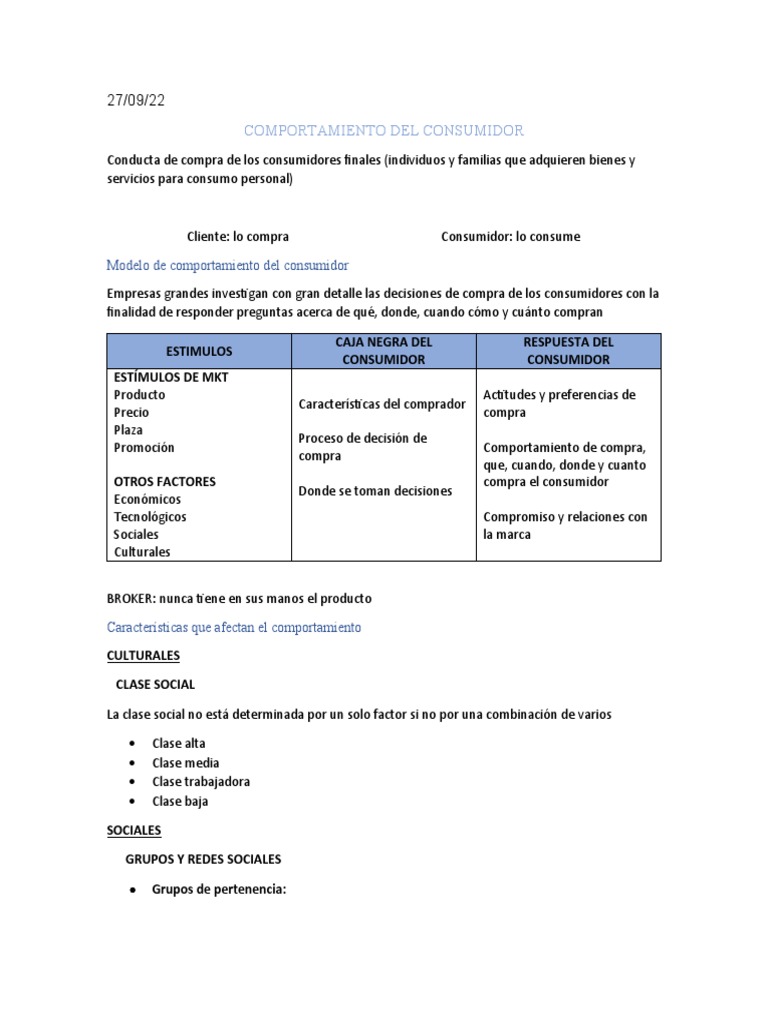 Tipos de Comportamiento del Consumidor | PDF | Comportamiento | Los ...