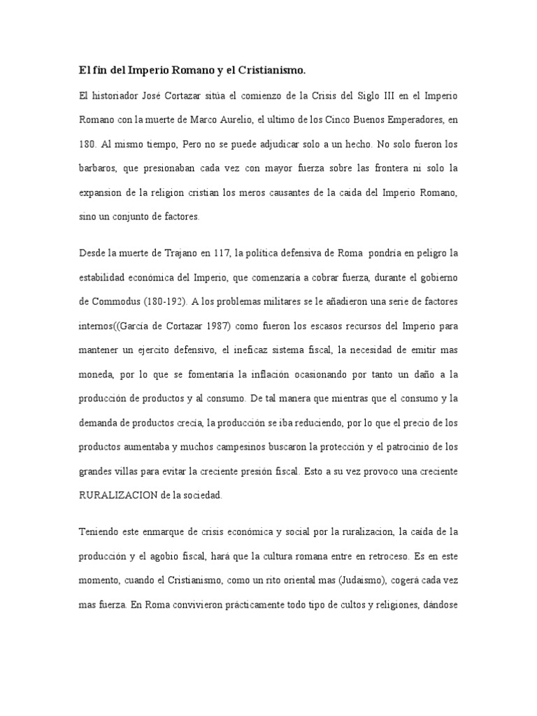 El Fin Del Imperio Romano y El Cristianismo | PDF | imperio Romano ...