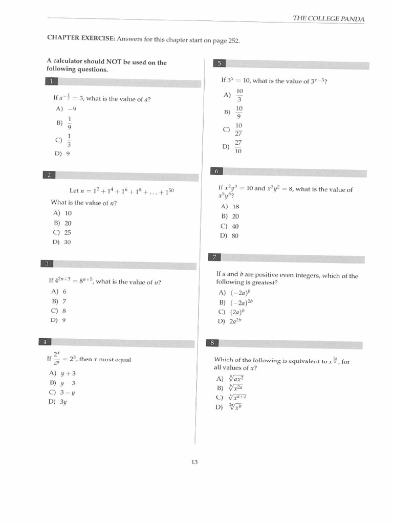 01 Panda Math Exponents Roots | PDF