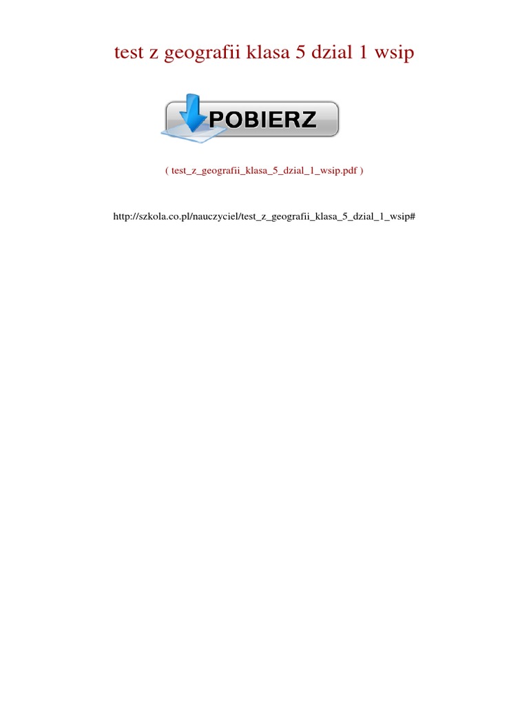 Test Z Geografii Klasa 5 Dział 1 Wsip PDF