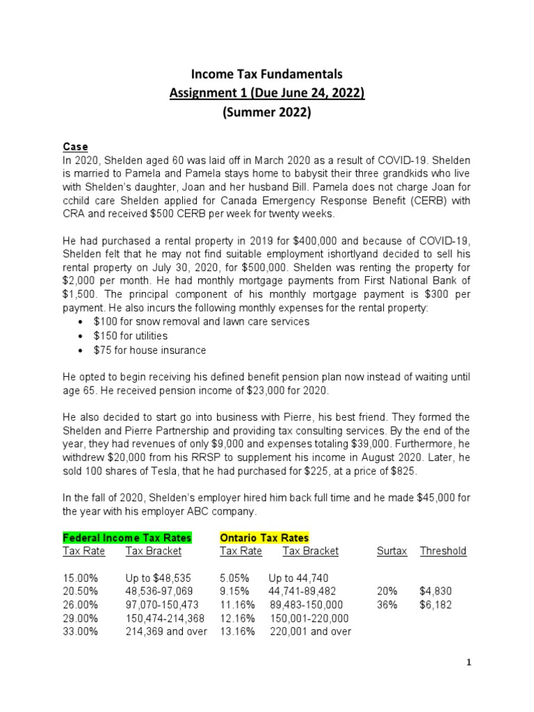 Income Tax Fundamentals (Assignment 1 - FIN 4017 Questions Summer 2022 ...