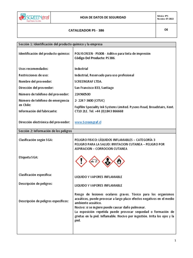 HDS Catalizador Polyscreen PS-386 2022 | PDF | Ciencias fisicas | Química