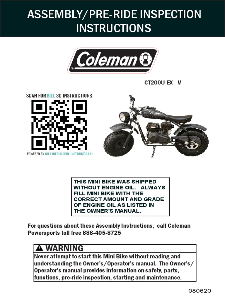 Coleman Mini Bike Assembly PDF
