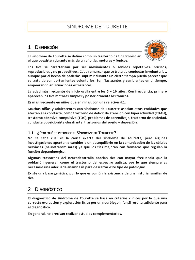 Síndrome de Tourette | PDF | Síndrome de Tourette | Desorden ...