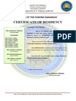 Certificate of Residency