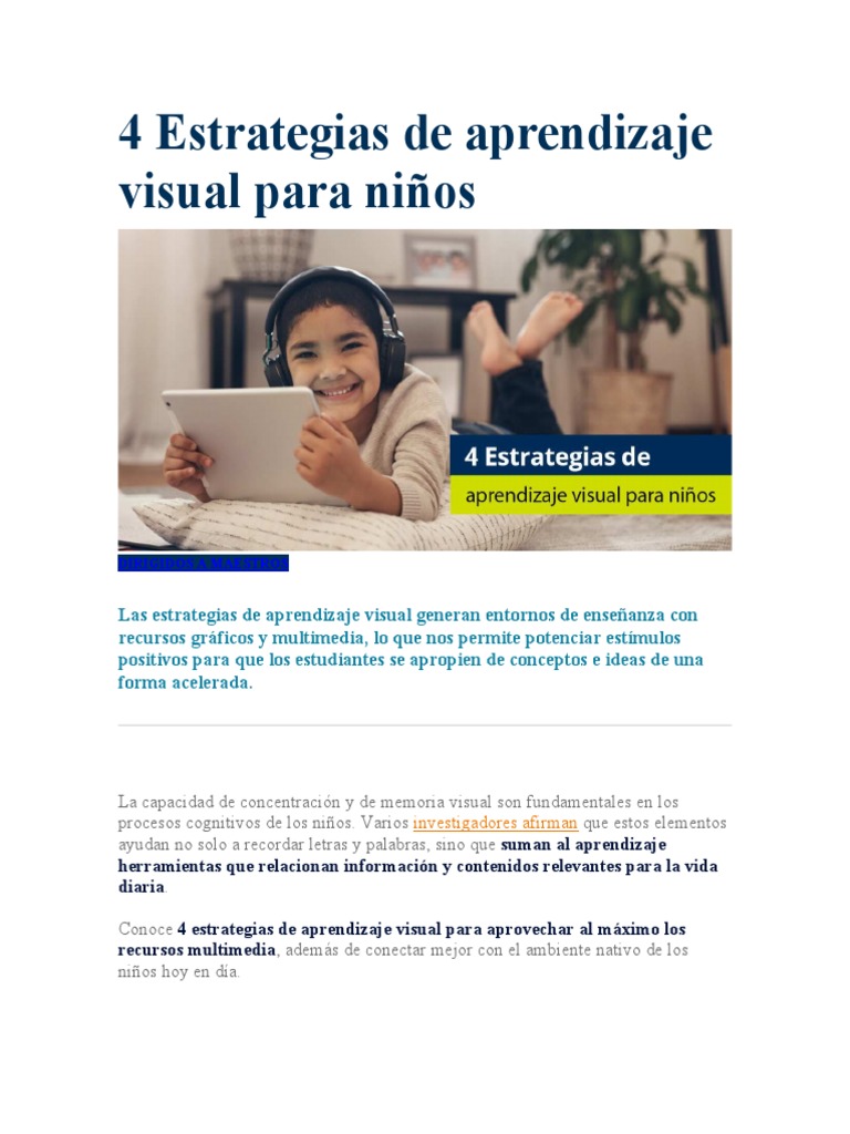 4 Estrategias de Aprendizaje Visual para Niños | PDF