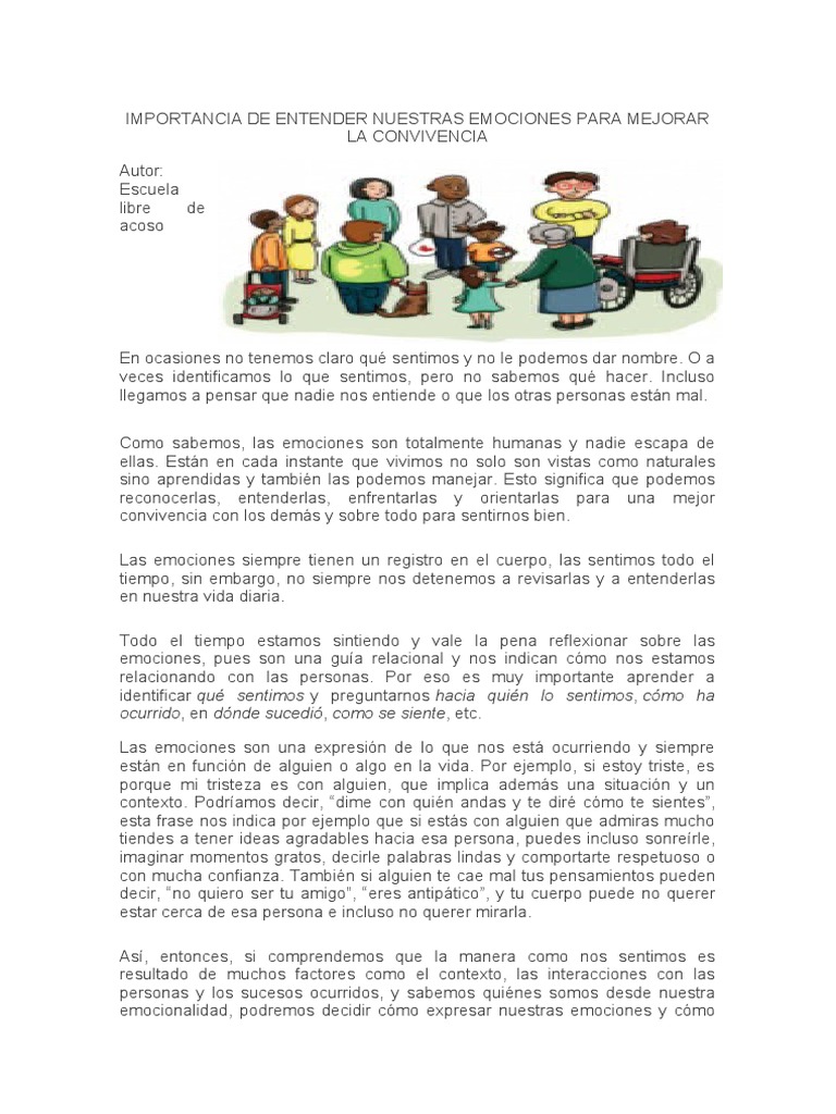 Entender emociones para mejorar convivencia | PDF | Las emociones ...