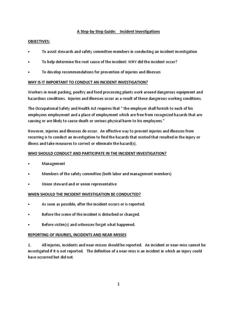 Incident Investigation Guide for Safety | PDF | Occupational Safety And ...