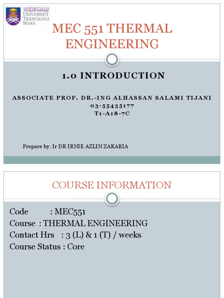 1.0 Introduction Mec551 | PDF | Heat Transfer | Thermal Conduction