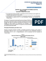 Indicador Trimestral de La Actividad Económica Estatal Nuevo León Segundo Trimestre de 2022