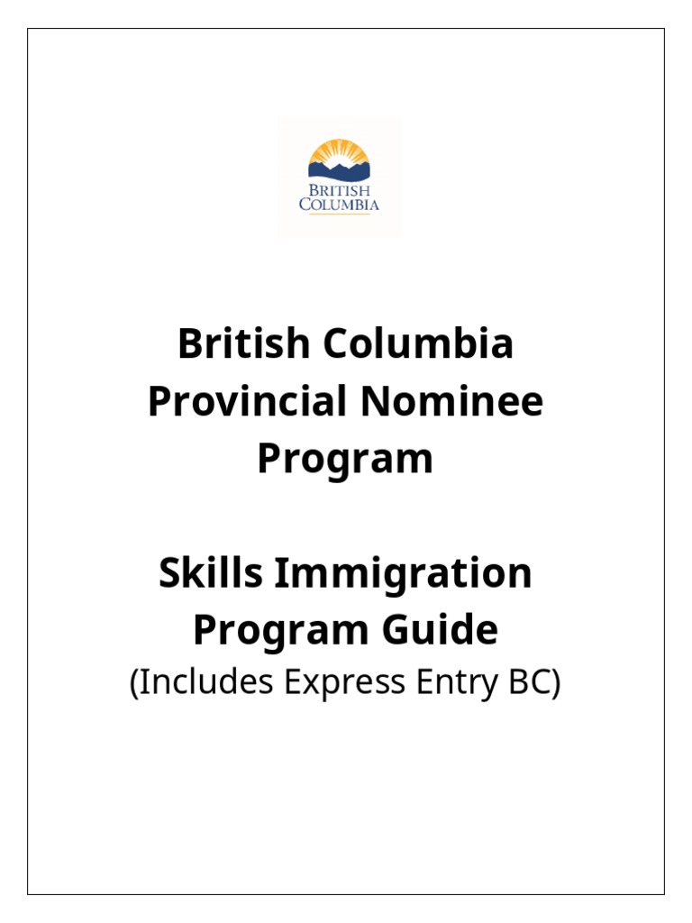 BC PNP Skills Immigration Program Guide PDF International English