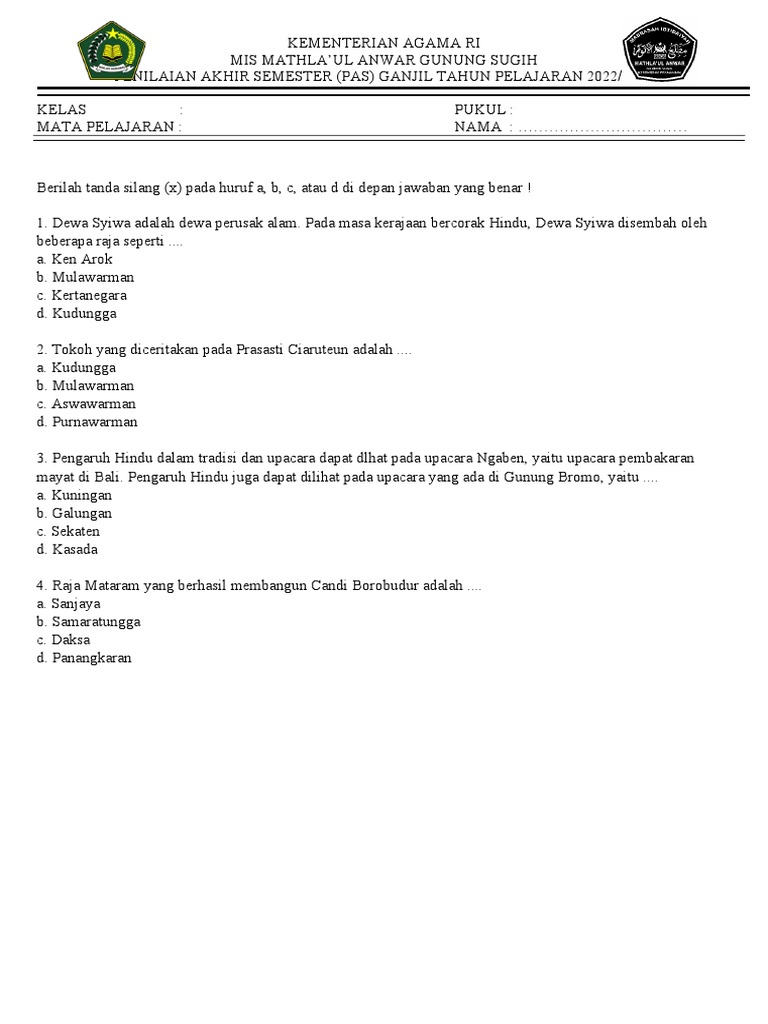 Latihan Soal Ulangan Kelas 5 Tema 8 Subtema 3: Menguasai Lingkungan Tempat Tinggalku