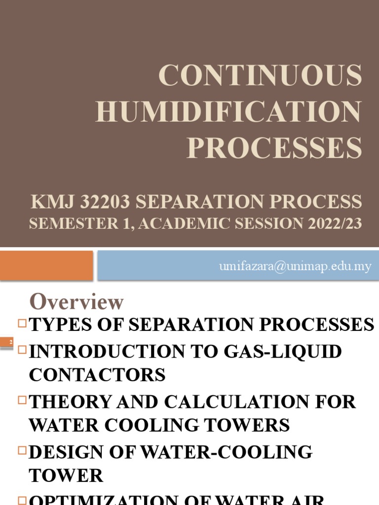 Week 3 Continuous Humidification Processes PDF Heat Water