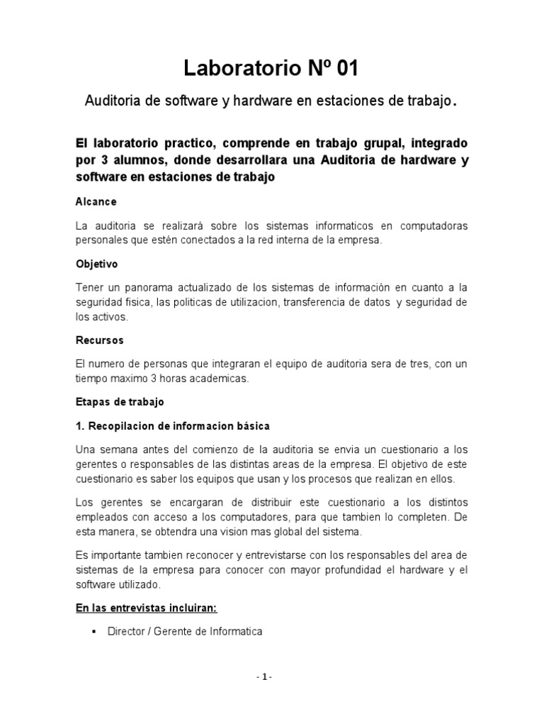 Auditoría de Hardware y Software en Empresas | PDF | Auditoría | Software