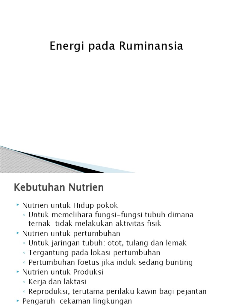 Peran Energi dalam Peternakan Ruminansia | PDF | Sains & Matematika ...